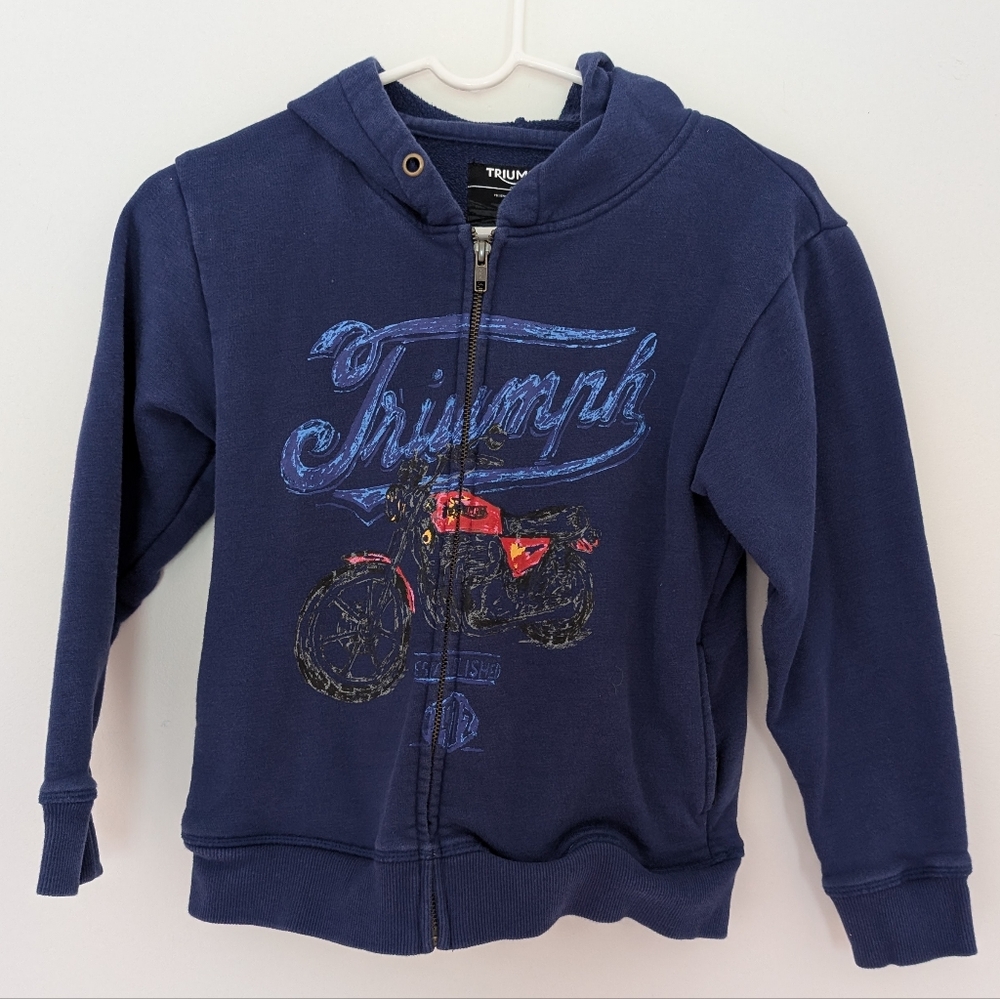 Kids Triumph Motorcycle Zip Up Hoodie 7/8 Years Old